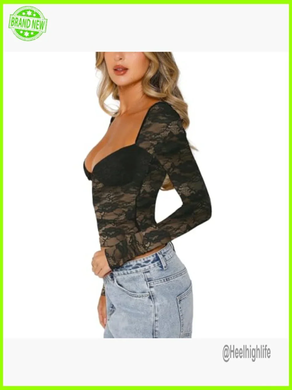Y2K Lace Long Sleeve Crop Top Tee